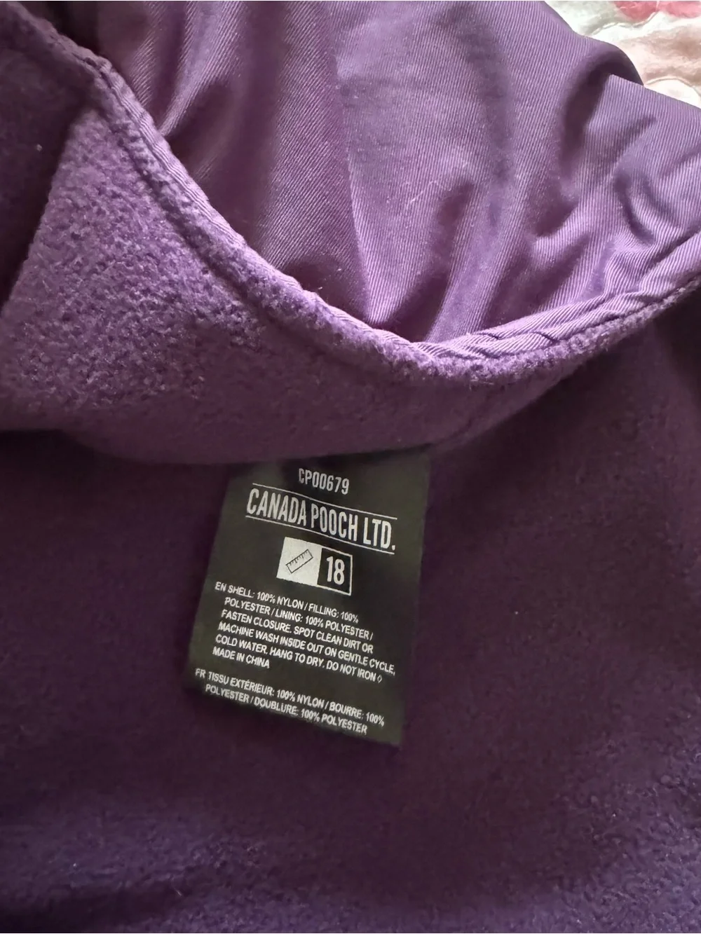 Size 18 Canada pooch purple dog jacket